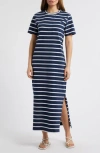 Caslon ® Patch Pocket Stripe Maxi T-shirt Dress In Blue