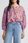 Caslon Pintuck Pleat Top In Blue C- Red Orchid Float