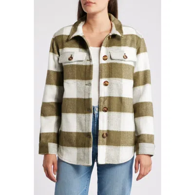 Caslon ® Plaid Brushed Flannel Shacket In Olive Burnt Thea Check