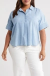 CASLON CASLON(R) PLEAT DENIM TOP