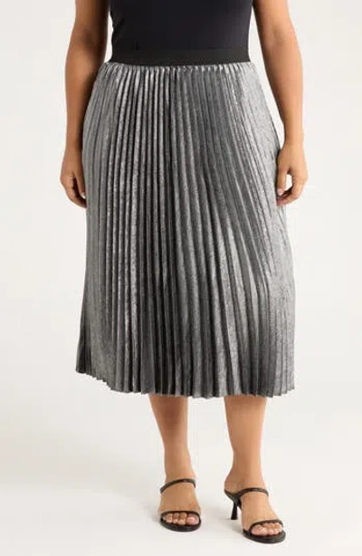 Caslon ® Pleated Metallic Midi Skirt In Silver