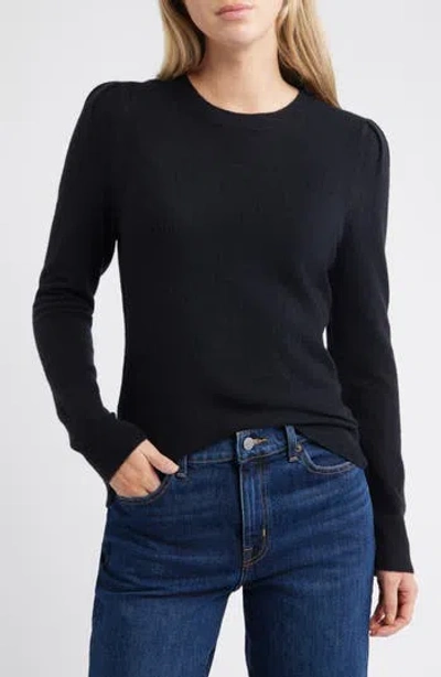 Caslon ® Pointelle Detail Crewneck Sweater In Black