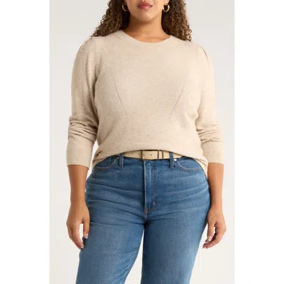 Caslon ® Pointelle Detail Crewneck Sweater In Brown