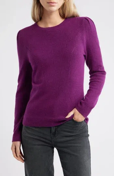 Caslon ® Pointelle Detail Crewneck Sweater In Purple
