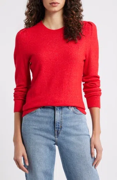 Caslon ® Pointelle Detail Crewneck Sweater In Red