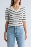 Caslon ® Pointelle Short Sleeve Cotton Blend Sweater In Gray