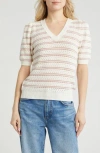 Caslon ® Pointelle Short Sleeve Cotton Blend Sweater In Gray