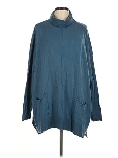 Pre-owned Caslon Poncho In Teal