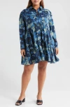 Caslon ® Print Long Sleeve Tiered Shirtdress