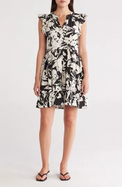 Caslon ® Print Ruffle Shoulder Minidress In Multi