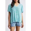 Caslon ® Print V-neck Gauze Top In Blue Cornflower Organic Geo