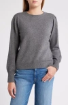 Caslon ® Puff Sleeve Cotton Blend Crewneck Sweater In Grey Dark Heather