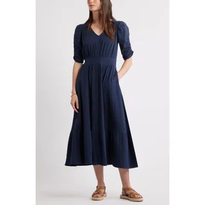 Caslon ® Puff Sleeve Ruffle Hem Gauze Maxi Dress In Blue