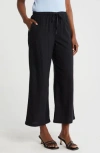 Caslon ® Pull-on Crop Wide Leg Linen Blend Pants In Black
