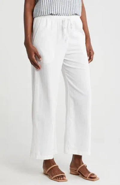 Caslon ® Pull-on Crop Wide Leg Linen Blend Pants In White