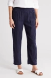 Caslon Pull-on Linen Blend Crop Pants In Navy Blazer