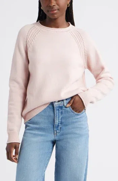 Caslon ® Raglan Sleeve Roll Neck Wool & Cotton Sweater In Pink