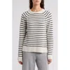 Caslon ® Raglan Sleeve Sweater In Beige- Grey Nora Stripe