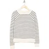 Caslon ® Raglan Sleeve Sweater In Beige- Grey Nora Stripe