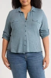 Caslon ® Roll Sleeve Knit Button-up Shirt