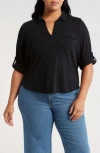 Caslon Roll Tab Knit Shirt In Black