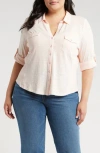 Caslon ® Roll Sleeve Knit Button-up Shirt In Pink Beach
