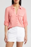 Caslon ® Roll Tab Knit Shirt In Coral Rose Tea