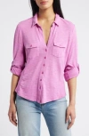 Caslon ® Roll Tab Knit Shirt In Pink Rosebud