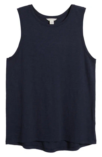 Caslon Ruched Back Sleeveless Swing Top In Navy Blazer