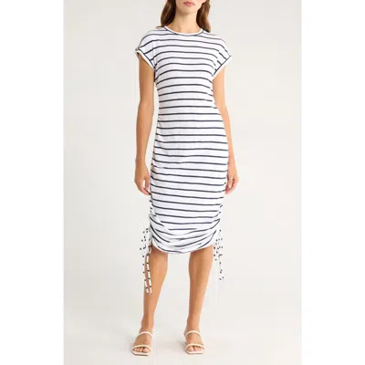 Caslon ® Ruched Cotton Midi T-shirt Dress In White