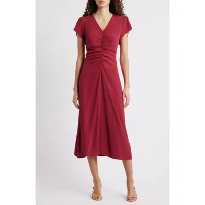 Caslon ® Ruched Midi Dress In Red