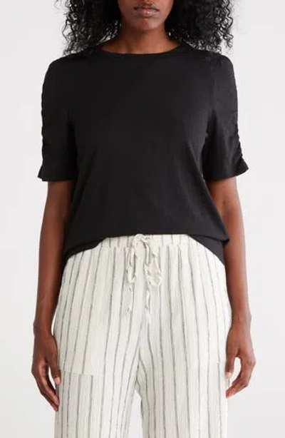 Caslon ® Ruched Sleeve T-shirt In Black