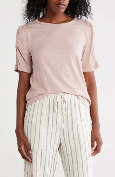Caslon ® Ruched Sleeve T-shirt In Pink