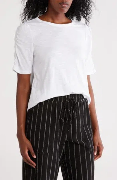 Caslon ® Ruched Sleeve T-shirt In White