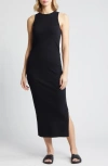 Caslon Ruched Tank Midi Dress In Black