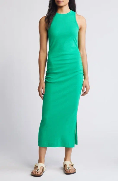 Caslon Ruched Tank Midi Dress In Green Bright