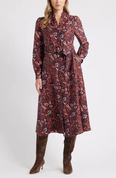 Caslon ® Ruffle Belted Long Sleeve Maxi Dress In Brown