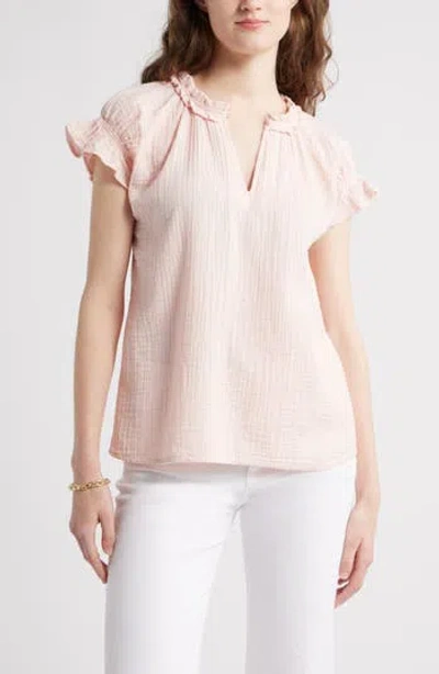Caslon ® Ruffle Cotton Gauze Top In Pink