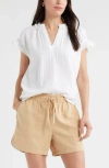 Caslon ® Ruffle Cotton Gauze Top In White