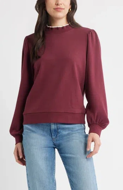 Caslon ® Ruffle Crewneck Sweatshirt In Burgundy