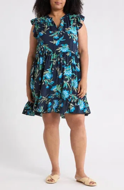 Caslon ® Ruffle Shoulder Minidress In Multi