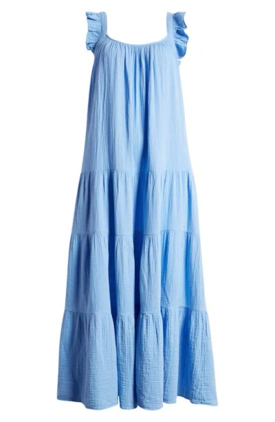 Caslon Ruffle Tiered Cotton Maxi Dress In Blue