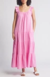 Caslon Ruffle Tiered Cotton Maxi Dress In Pink Crayon
