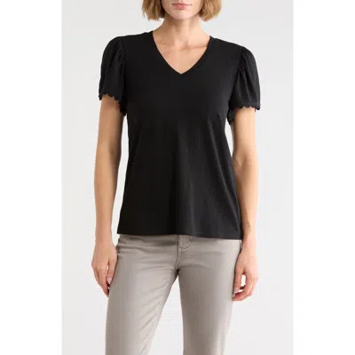 Caslon ® Scallop Trim T-shirt In Black