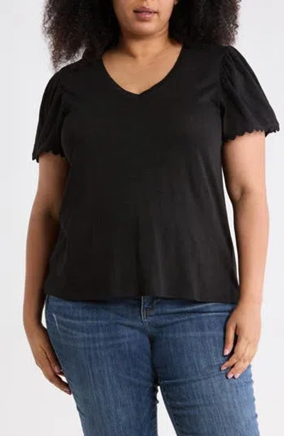 Caslon ® Scallop Trim T-shirt In Black