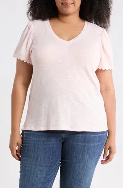 Caslon ® Scallop Trim T-shirt In Pink