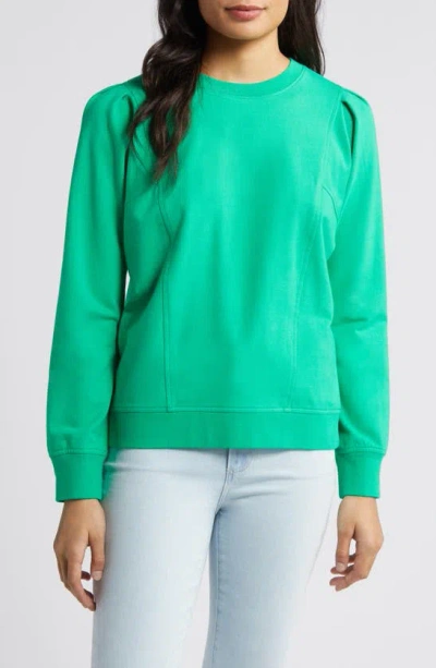 Caslon Seam Accent Cotton Sweatshirt In Green Bright