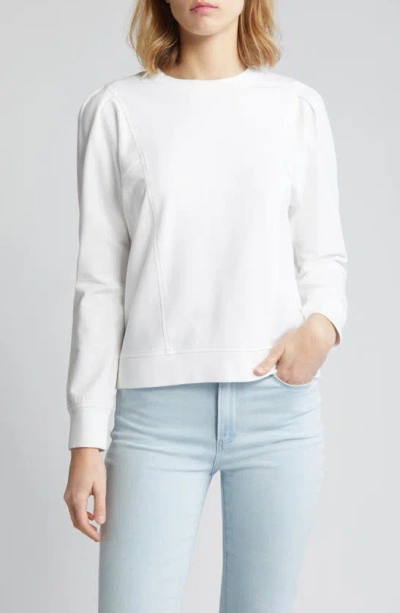 Caslon Seam Accent Cotton Sweatshirt In White