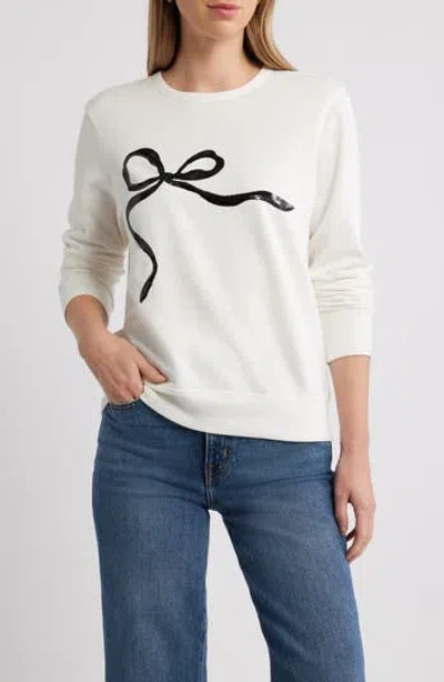 Caslon ® Sequin Bow Sweatshirt In White