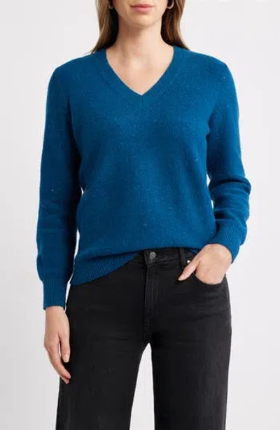 Caslon ® Sequin V-neck Sweater In Blue